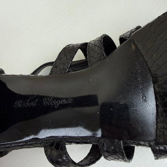 Robert Clergerie Gladiator Platform Heel Sandals In Black Snake Leather - Picture 10 of 12